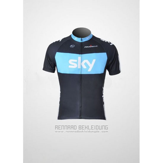 2011 Fahrradbekleidung Sky Shwarz und Azurblau Trikot Kurzarm und Tragerhose